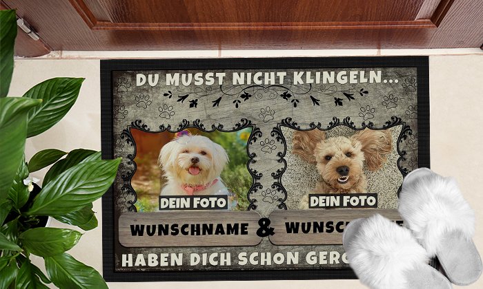 Familien Fußmatte mit Hund & Katze gestalten