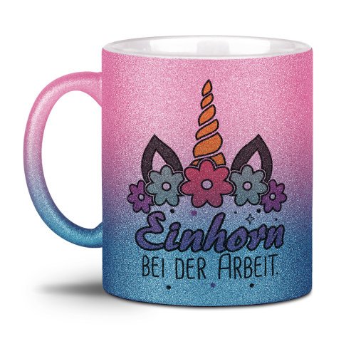 Glitzertasse Einhorn