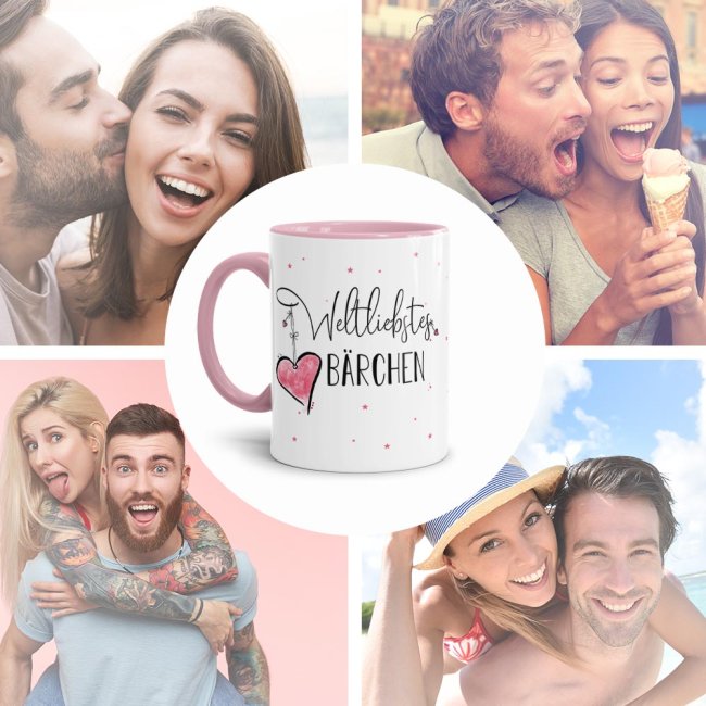 Tasse mit Kosename - Weltliebstes B&auml;rchen weiblich - Innen &amp; Henkel Rosa