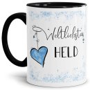 Tasse mit Kosename - Weltliebster Held - Innen &amp;...