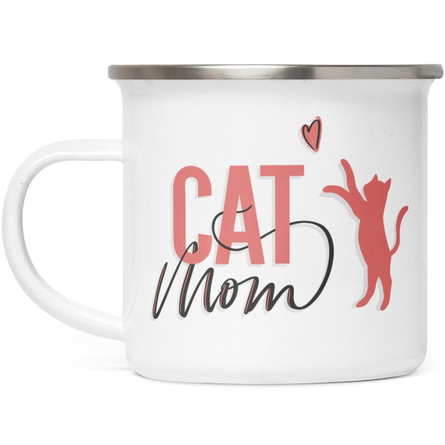 Emaille Tasse &quot;Cat Mom&quot;