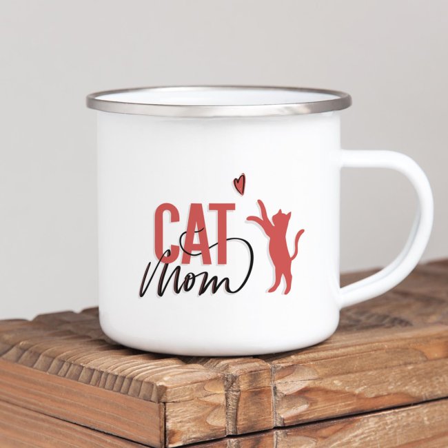 Emaille Tasse &quot;Cat Mom&quot;