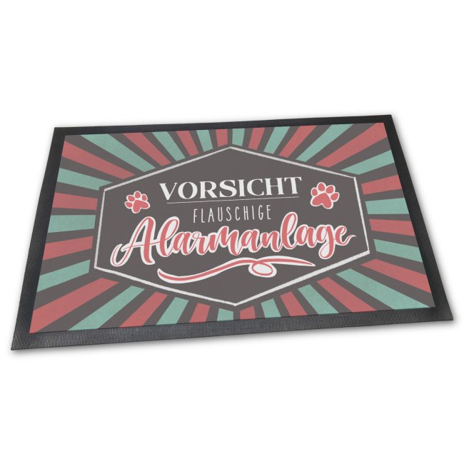 Fu&szlig;matte mit Spruch - Vorsicht! Flauschige Alarmanlage