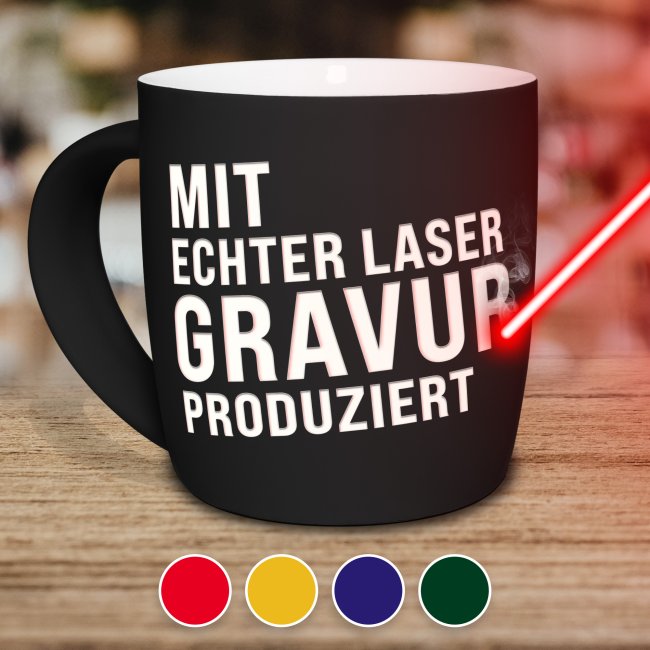 Gummierte Keramik Tasse mit Gravur zum selbst Beschriften