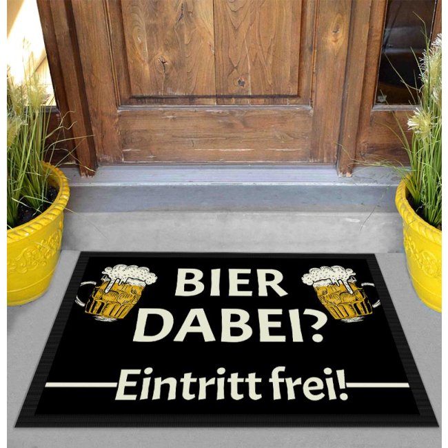 Fu&szlig;matte mit Spruch - Bier dabei Eintritt frei! -