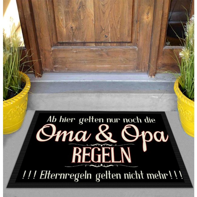 Fu&szlig;matte mit Spruch - Oma &amp; Opa Regeln