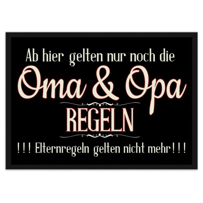 Fußmatte mit Spruch - Oma & Opa Regeln