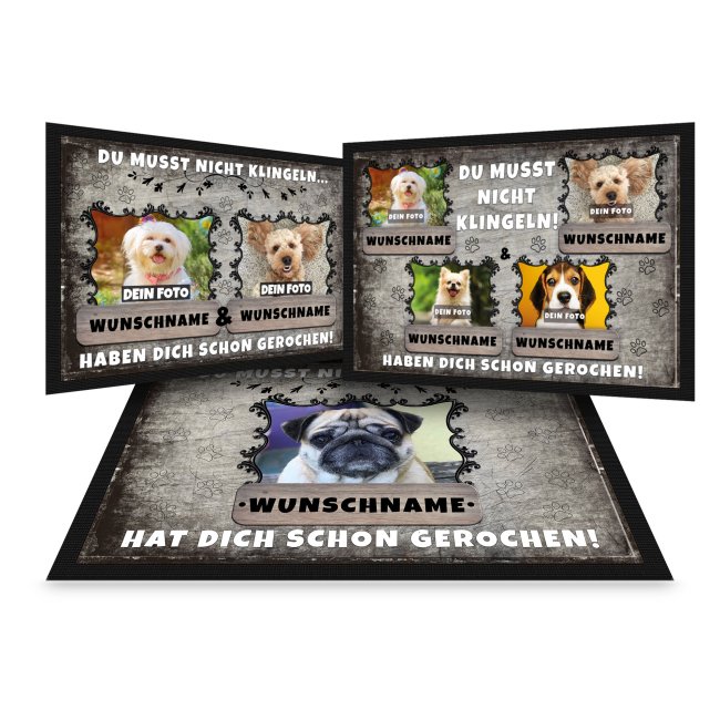 Personalisierte Fußmatten mit Hundefoto und Hundenamen