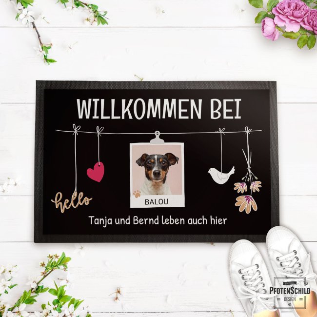 Fu&szlig;matte mit Spruch - Willkommen bei - mit Foto und Name