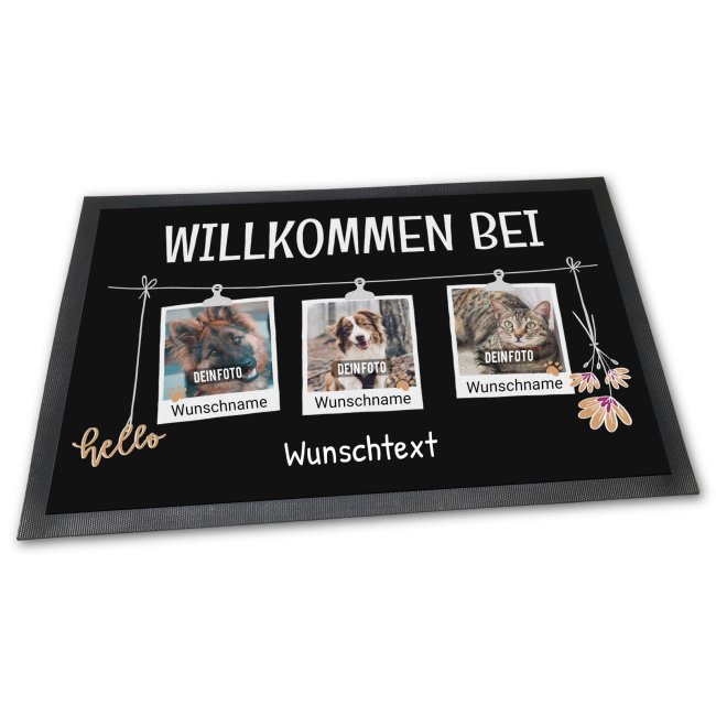 Fu&szlig;matte mit Spruch - Willkommen bei - mit Fotos und Namen - 60 x 40 cm