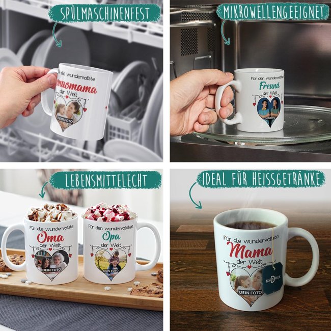 Tasse mit Foto - Wundervollste Oma - Innen &amp; Henkel Rot