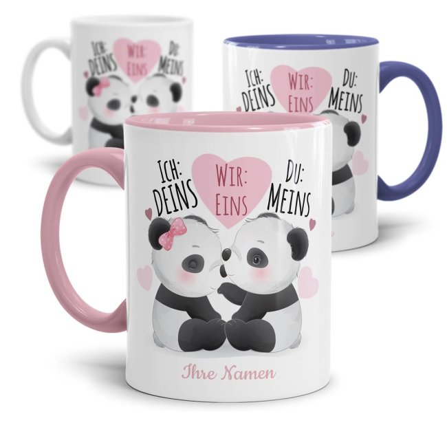 Tasse Pandaliebe mit s&uuml;&szlig;em Spruch und Namen