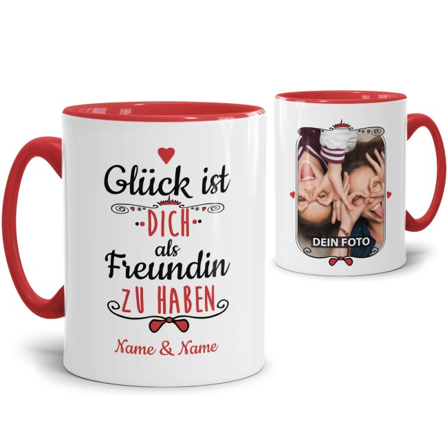 Tasse mit Namen und Foto - Gl&uuml;ck ist, Dich zu haben - weiblich -