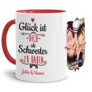 Tasse f&uuml;r Schwester von - mit Wunschnamen und Foto -...