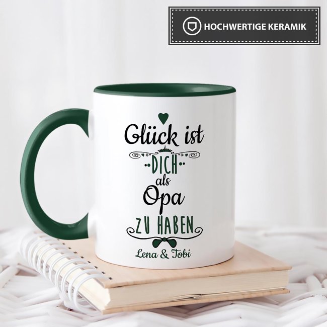 Tasse mit Namen und Foto - Gl&uuml;ck ist, Dich zu haben - m&auml;nnlich