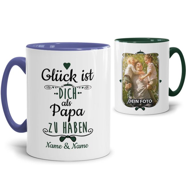 Tasse mit Namen und Foto - Glück ist, Dich zu haben - männlich