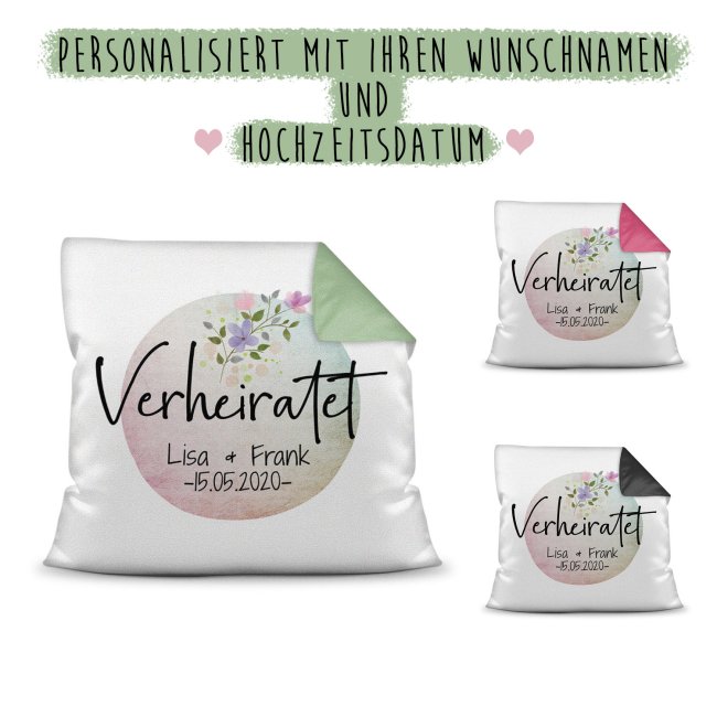 Kissen zur Hochzeit - Verheiratet - mit WUNSCHNAME und WUNSCHDATUM