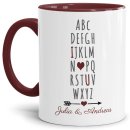 Tasse mit Spruch - I love you ILU - mit Wunschnamen -...