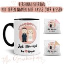 Tassen und Kissen zur Hochzeit - Just Married - mit Namen...