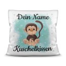 Kinderkissen mit Tiermotiv und Wunschname - Affe -...