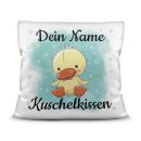 Kinderkissen mit Tiermotiv und Wunschname - Ente -...