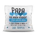 Kissen - Geschenk f&uuml;r Papa von Kindern - in Hellblau...