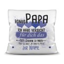 Kissen - Geschenk f&uuml;r Bonus Papa von Kind - in Blau...