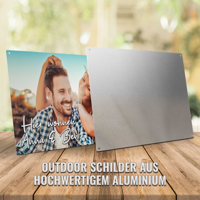 Outdoorschild zum selbst Gestalten - rechteckig - Querformat 21 x 14,8 cm, wei&szlig;-matt