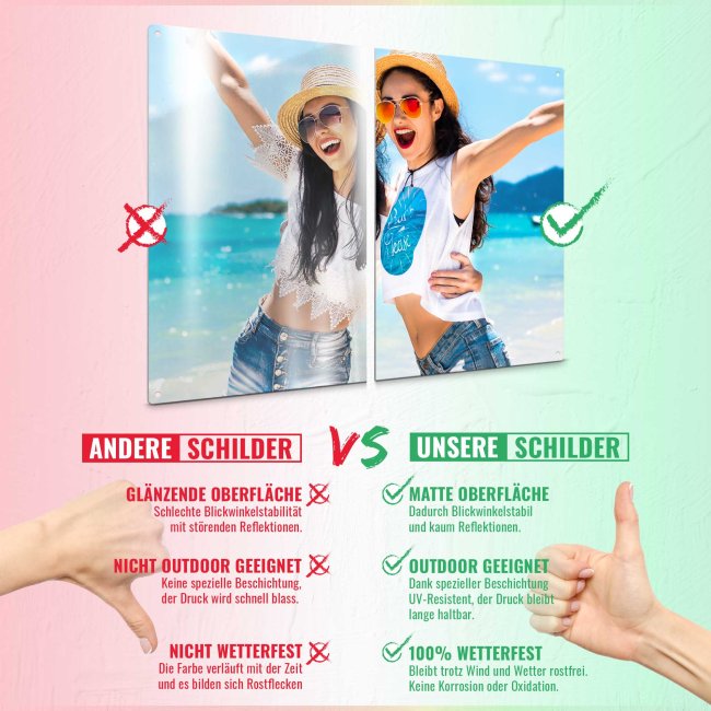 Outdoorschild zum selbst Gestalten - rechteckig - Querformat 21 x 14,8 cm, wei&szlig;-matt