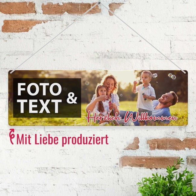 Outdoorschild zum selbst Gestalten - rechteckig - Querformat 24 x 9 cm, wei&szlig;-matt