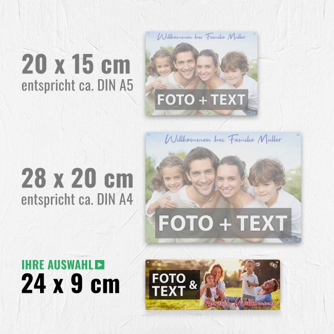 Outdoorschild zum selbst Gestalten - rechteckig - Querformat 24 x 9 cm, wei&szlig;-matt