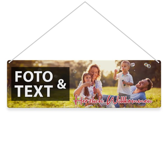 Outdoorschild zum selbst Gestalten - rechteckig - Querformat 24 x 9 cm, wei&szlig;-matt