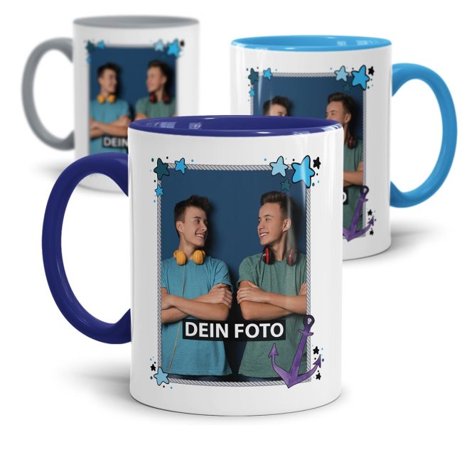 Tasse mit Fotorahmen Anker-Sterne