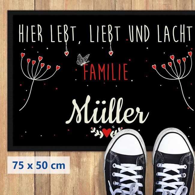 Fu&szlig;matte mit Spruch - Lebt Liebt Lacht - Schmetterling - 75 x 50 cm