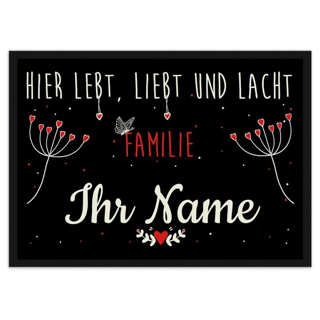 Fu&szlig;matte mit Spruch - Lebt Liebt Lacht - Schmetterling - 75 x 50 cm