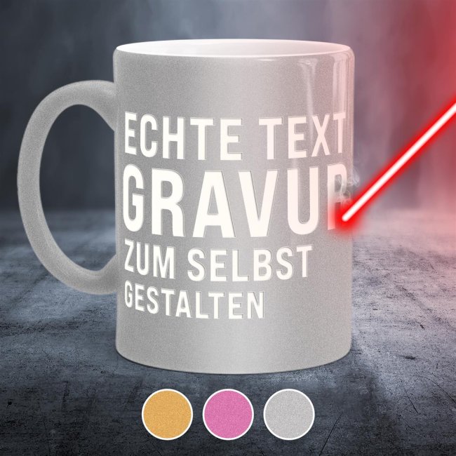 Metallic Tasse mit Wunschgravur