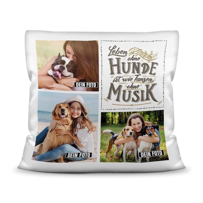 Kissen - Fotocollage - Hunde - Musik- mit drei Fotos