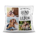 Kissen - Fotocollage - Leben mit Hunden - mit drei Fotos