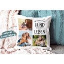 Kissen - Fotocollage - Leben mit Hunden - mit drei Fotos