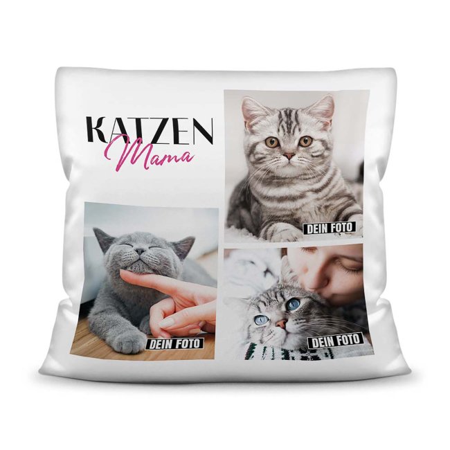 Kissen - Fotocollage - Katzenmama - mit drei Fotos