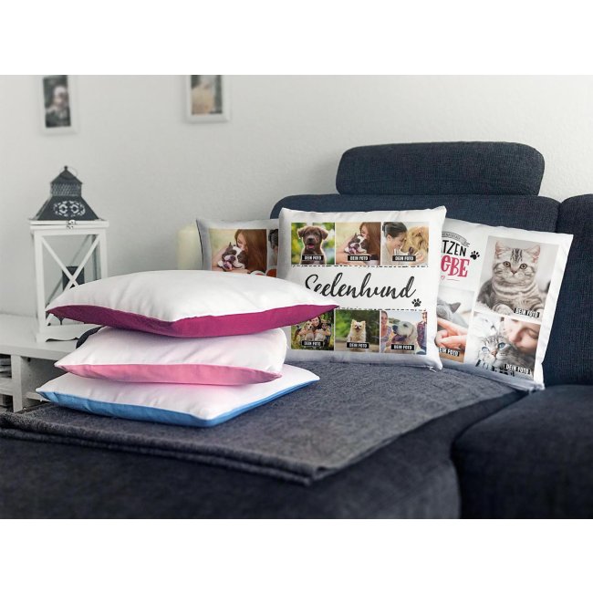 Kissen - Fotocollage - Freunde f&uuml;r immer - mit drei Fotos - Wei&szlig;