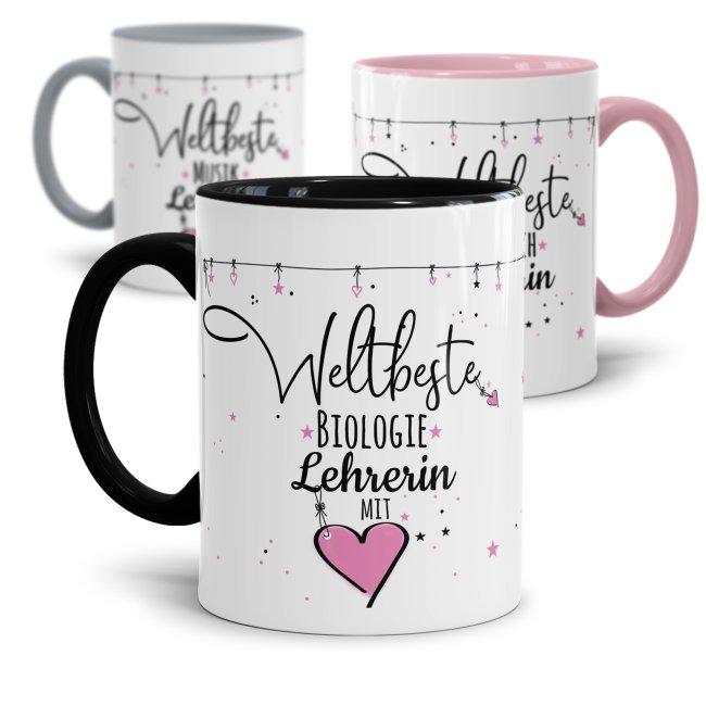 Tasse mit Spruch - Weltbeste Lehrerin mit Herz -