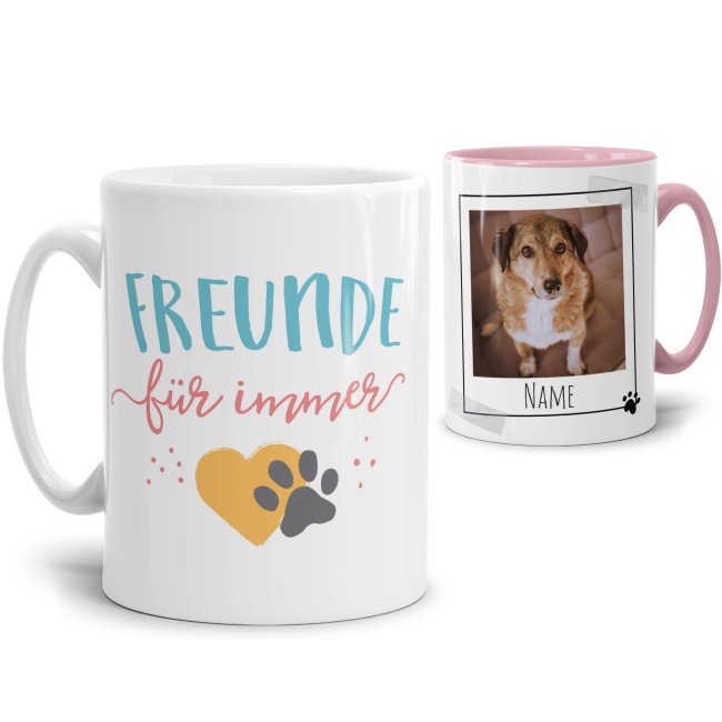 Tasse mit Spruch - Freunde f&uuml;r immer - mit Foto &amp; Name