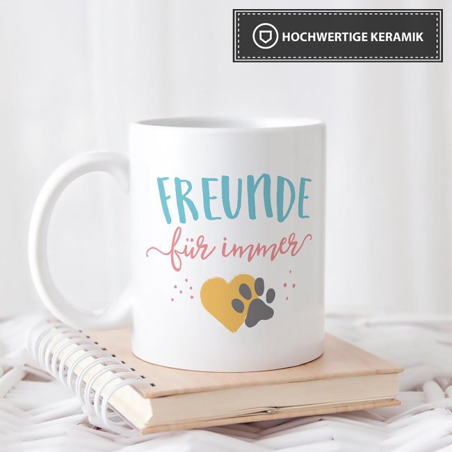 Tasse mit Spruch - Freunde f&uuml;r immer - mit Foto &amp; Name