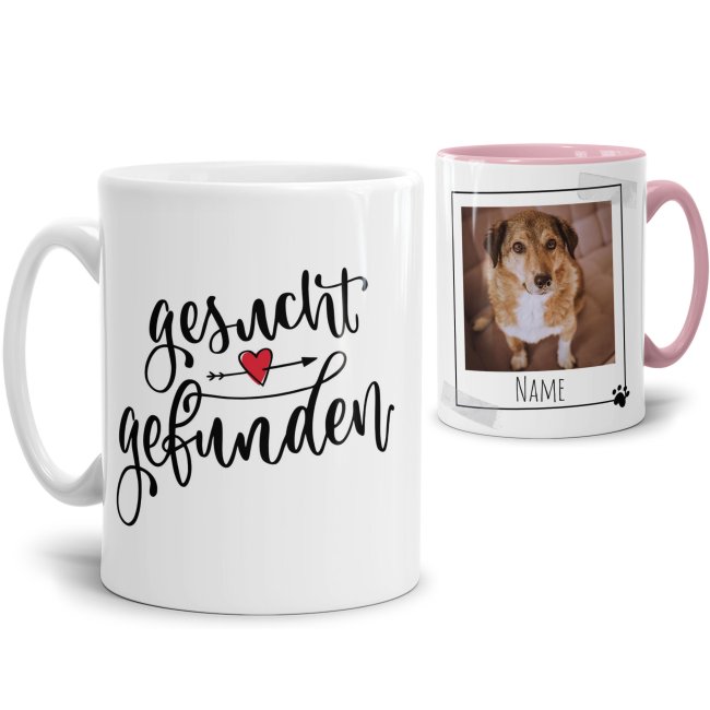 Tasse mit Spruch - Gesucht Gefunden - mit Foto &amp; Name