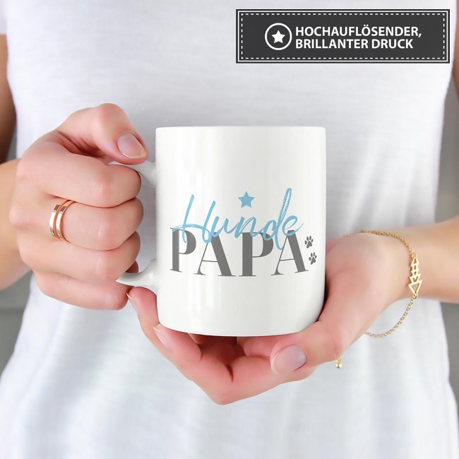 Tasse mit Spruch - Hundepapa - mit Foto &amp; Name