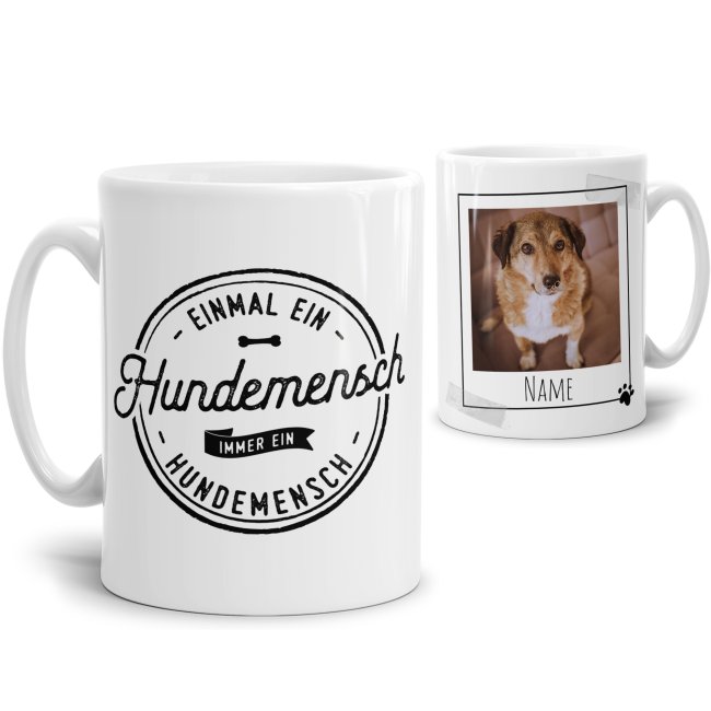 Tasse mit Spruch - Hundemensch - mit Foto &amp; Name