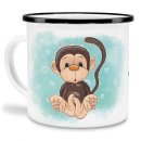 Kindertasse aus Emaille - Affe 1 - mit Wunschname...