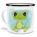 Kindertasse aus Emaille - Frosch - mit Wunschname...