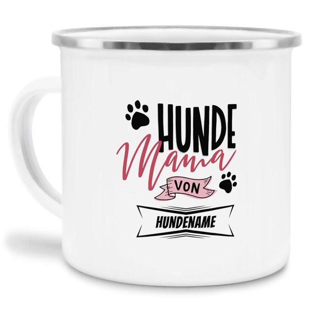 Emaille-Tasse mit Spruch - Hundemama - mit Hundename